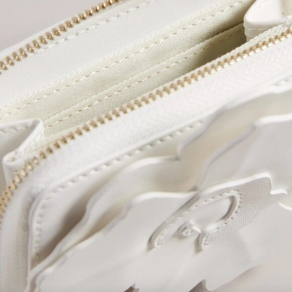 Ted Baker London Flower Laser Cut Out Zip Purse Small Leather Wallet Ivory - Picture 4 of 8